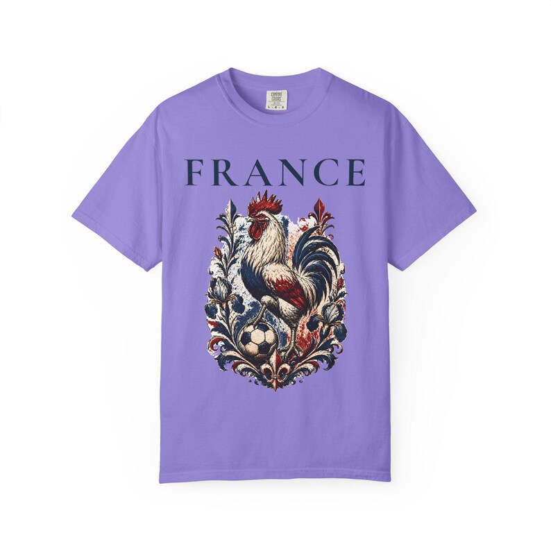 France Rooster Soccer Graphic Shirt, Vintage French Football Tee, Coq Gaulois Soccer Fan Gift Violet