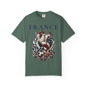 France Rooster Soccer Graphic Shirt, Vintage French Football Tee, Coq Gaulois Soccer Fan Gift Blue Spruce