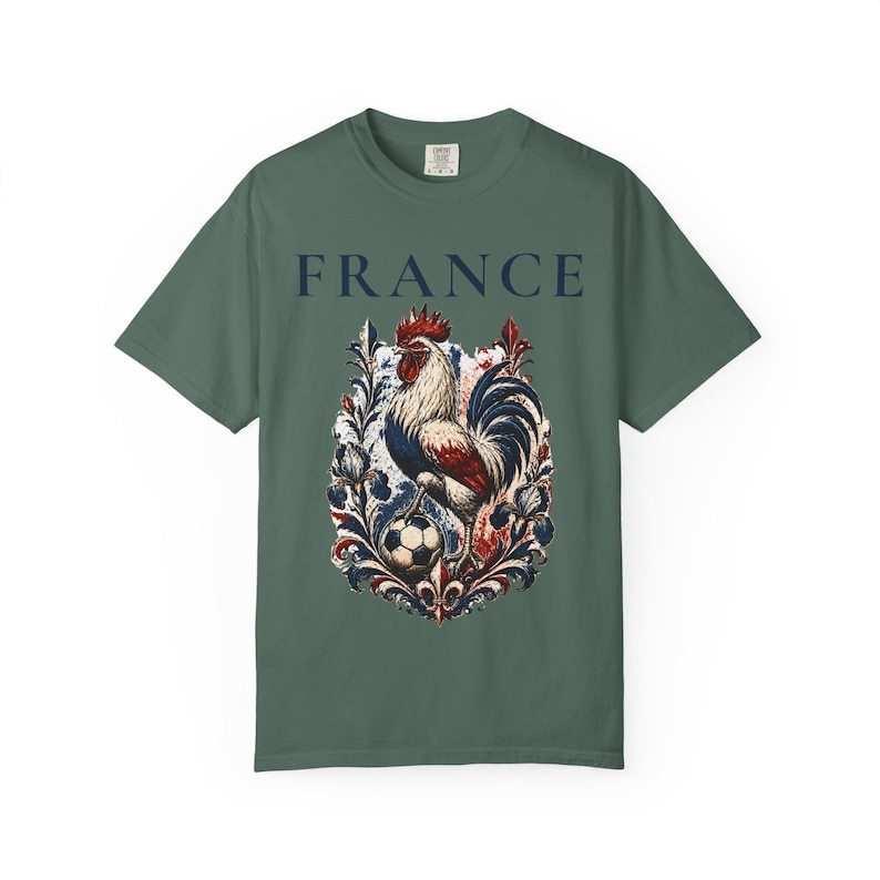 France Rooster Soccer Graphic Shirt, Vintage French Football Tee, Coq Gaulois Soccer Fan Gift Blue Spruce