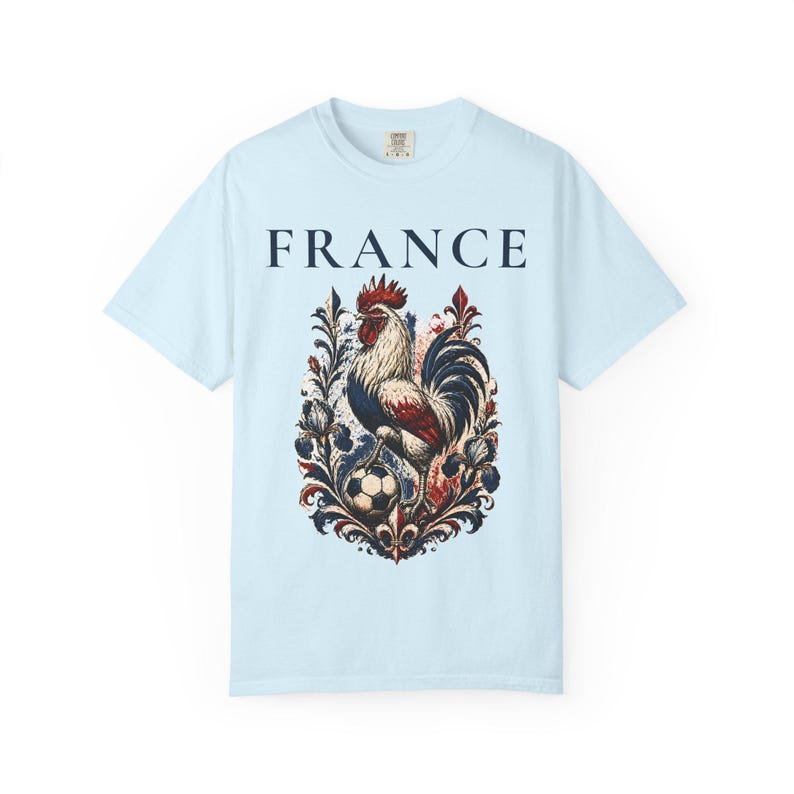 France Rooster Soccer Graphic Shirt, Vintage French Football Tee, Coq Gaulois Soccer Fan Gift Chambray