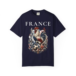 France Rooster Soccer Graphic Shirt, Vintage French Football Tee, Coq Gaulois Soccer Fan Gift True Navy