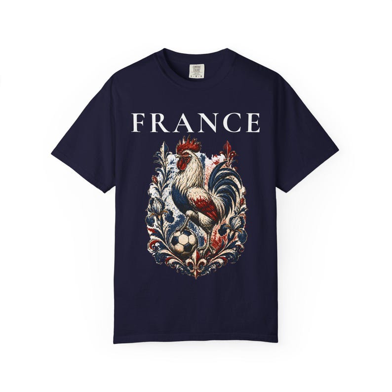 France Rooster Soccer Graphic Shirt, Vintage French Football Tee, Coq Gaulois Soccer Fan Gift True Navy