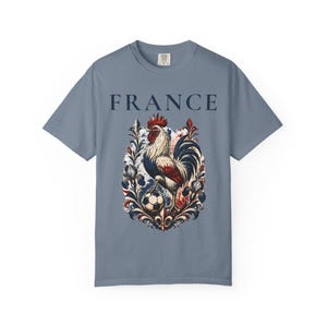 France Rooster Soccer Graphic Shirt, Vintage French Football Tee, Coq Gaulois Soccer Fan Gift Blue Jean