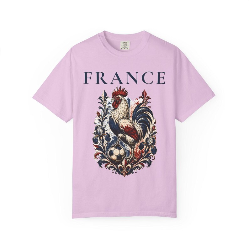 France Rooster Soccer Graphic Shirt, Vintage French Football Tee, Coq Gaulois Soccer Fan Gift Orchid