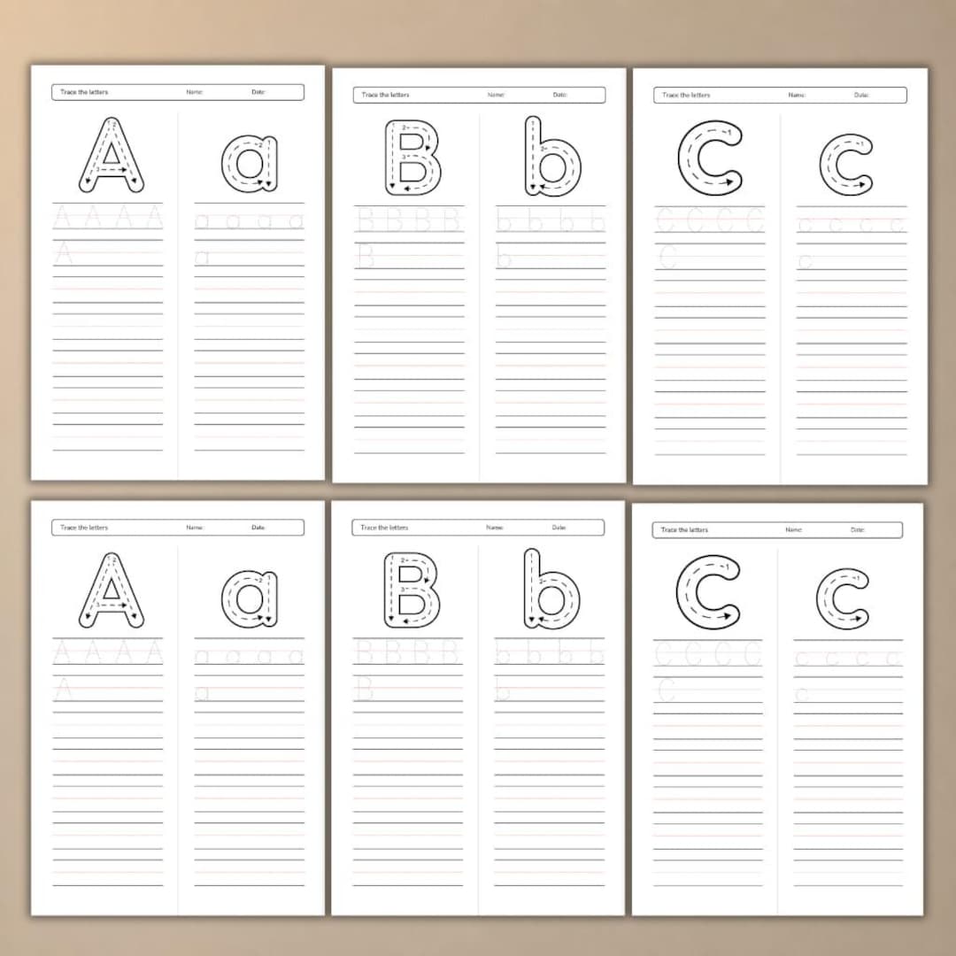 Alphabet Writing Practice Worksheets A-Z, ABC Handwriting Practice ...