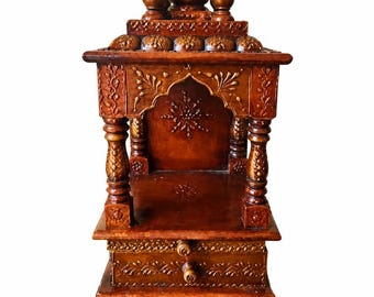 Tempio per la preghiera in legno dipinto a mano con cassetto (45,7 x 20,3 x 20,3 cm)
