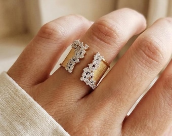 Dainty Gold Chunky Statement Ring, Minimalist Anniversary Ring, Cocktail Unique Promise Ring, Jewelry Gifts For Girlfriend, Best Friend Gift
