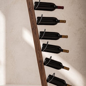 Casier à vin vertical pour 7 bouteilles, porte-bouteilles en bois sur pied