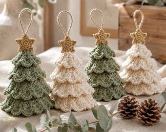 Patrón de adorno navideño de ganchillo para árbol, árbol escalonado/con volantes en PDF, decoración navideña, patrón de ganchillo navideño, descarga instantánea.