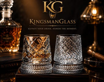 Spinning Whiskey Glasses Set, Rotatable Crystal Tumbler, Rocking Bourbon Glasses, Unique Groomsmen Gift, Creative Cocktail Barware Cups