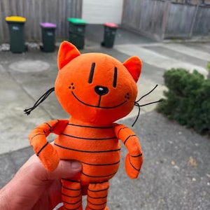 Orange Cat Plush Toy | Cute Cartoon Striped Kitten Stuffed Animal | Soft Kawaii Cat Plushie Gift for Kids & Cat Lovers