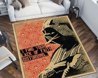 Star Wars Darth Vader Rug, Sith Lord Area Rug, Galactic Empire Decor, Sci Fi Fan Gift, Dark Side Living Room Carpet