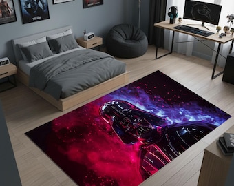 Dark Vader Rug, Sci Fi Area Rug, Galaxy Villain Carpet, Space Warrior Room Decor, Futuristic Gamer Rug, Movie Inspired Floor Mat