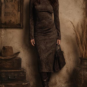 dark brown suede dress Amelia Suede Mini Dress