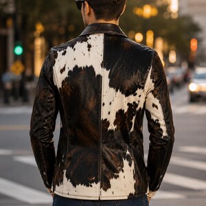 Genuine Cowhide Leather Jacket for men Natural Hair-On Cow Skin New Men's Genuine Cowhide Leather Jacket Cowhide leather jacket image 3