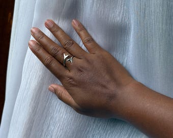 Whale Tail Ring, Adjustable Sterling Silver Ocean Wrap Band