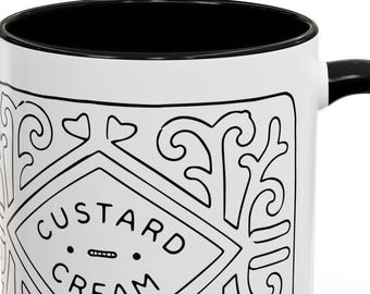 Powered by Quiet Rage und Custard Creams Tasse - Illustrierte Custard Cream Tasse, lustige britische Humor Tasse, trockener Humor Geschenk