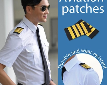 Pilot Epaulettes Shoulder Boards, Airline Captain Uniform Stripes, Flight Crew Costume Accessory, Aviation Academy Shoulder Rank