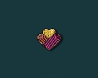 Heartfelt Handmade Embroidered Brooch – Elegant Small Luxury Pin, Unique Gift for Loved Ones, Fashion Accessory, Artistic Lapel Jewelry