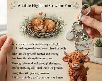 A Heartwarming Highland Cow Keychain – Gift for Loved Ones, Unique Handmade Accessory, Lucky Charm for Friends & Family