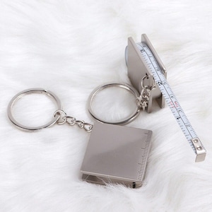 Minicinta métrica llavero, cinta métrica retráctil de metal, herramienta de medición de bolsillo, llavero plateado, gadget EDC, regalo para él.