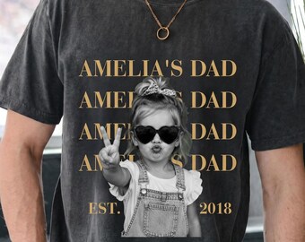 Camiseta personalizada com foto do pai, presente personalizado para o Dia dos Pais, camiseta divertida "Melhor Pai do Mundo" com foto dos filhos, presente para novo papai, camiseta com foto do pai