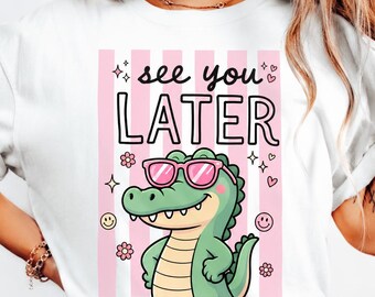 Camiseta "See You Later Alligator Comfort Colors", Camiseta para o Último Dia de Aula para Professores, Camiseta de Jacaré, Presente Moderno para Férias de Verão no Fim do Ano