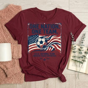 2026 World Cup Shirt, One Nation One Team USA Soccer Tee, American Flag Football Fan Gift, Retro USA Soccer Supporter Shirt image 5