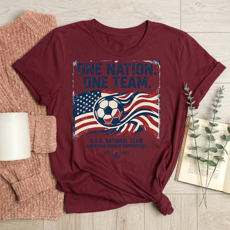 2026 World Cup Shirt, One Nation One Team USA Soccer Tee, American Flag Football Fan Gift, Retro USA Soccer Supporter Shirt image 5