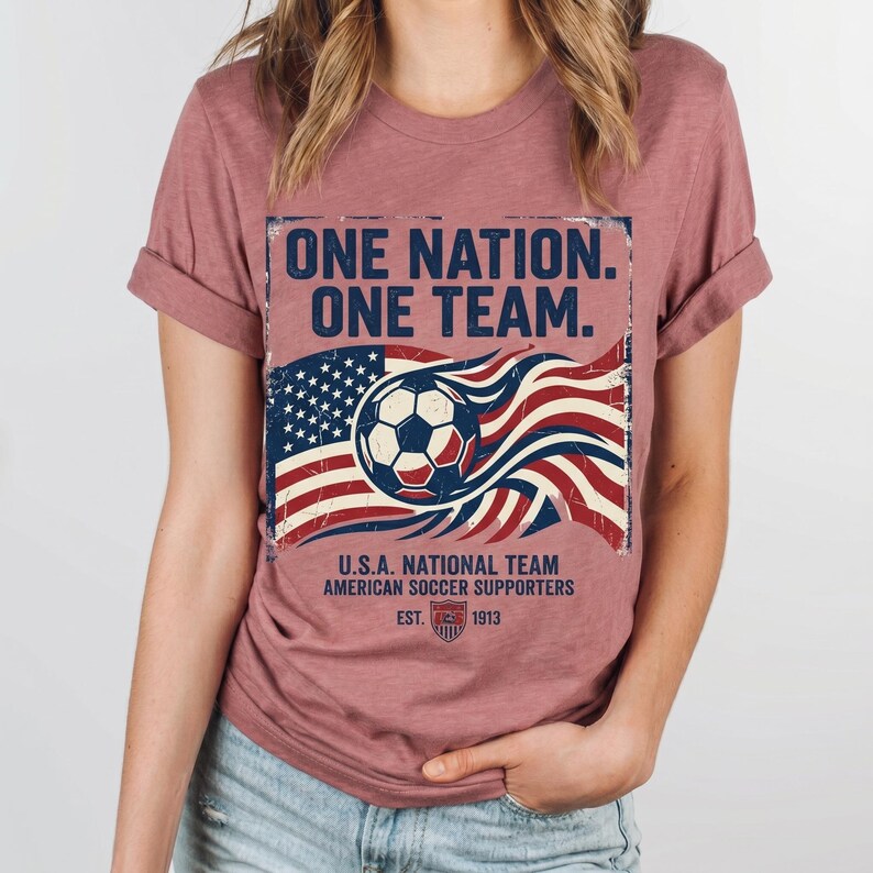 2026 World Cup Shirt, One Nation One Team USA Soccer Tee, American Flag Football Fan Gift, Retro USA Soccer Supporter Shirt image 4