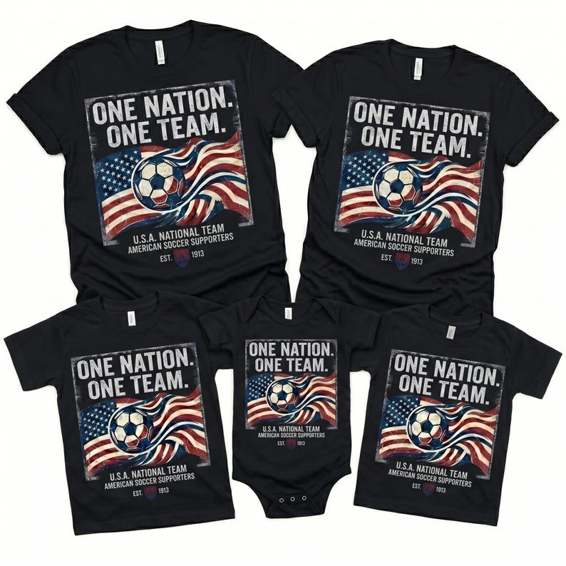 2026 World Cup Shirt, One Nation One Team USA Soccer Tee, American Flag Football Fan Gift, Retro USA Soccer Supporter Shirt image 3