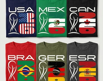 World Cup 2026 Soccer Shirt, USA Brazil Mexico Flag Sweatshirt, Custom Country Soccer T-Shirt, Game Day Gift FIFA Tournament Adult Youth