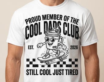 Camiseta do Clube dos Pais Legais, Presente Personalizado para o Dia dos Pais, Camiseta Personalizada com a Data de Fundação do Pai, Camiseta Divertida para Pais Skatistas Retrô, Presente para Novo Papai