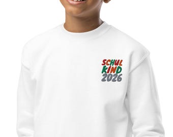 Schulkind 2026 Pullover, bestickt, Geschenk, Kinder, Einschulung