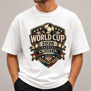 Croatia World Cup 2026 Soccer Fan T-Shirt, Vintage Crest Supporter Tee image 1