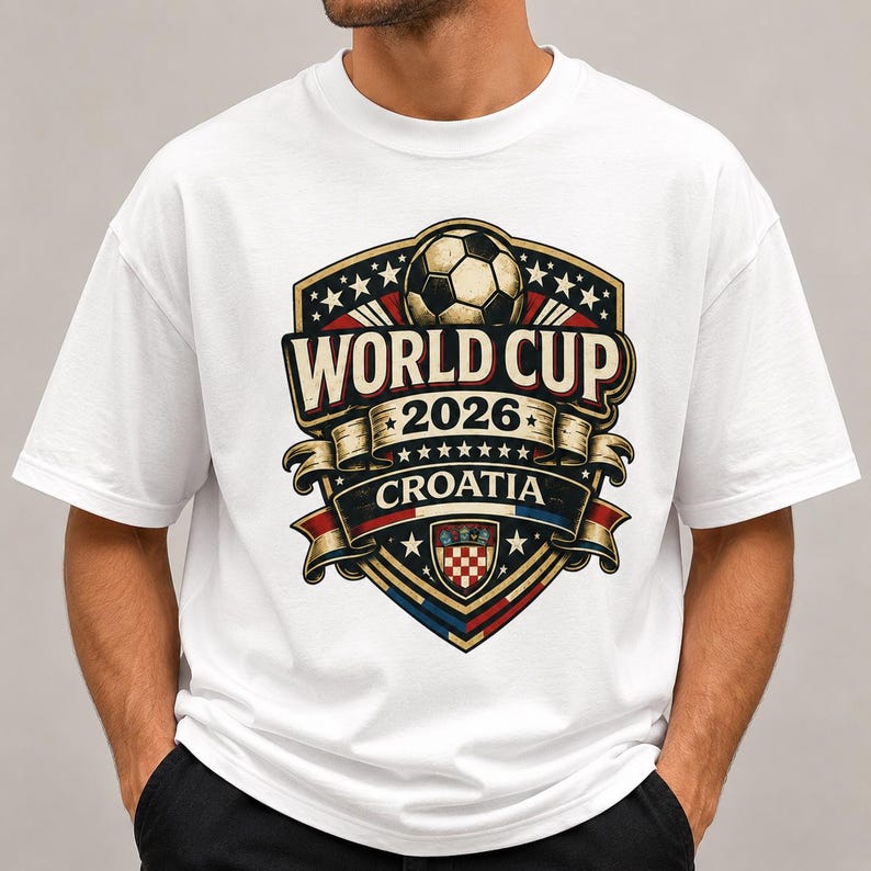 Croatia World Cup 2026 Soccer Fan T-Shirt, Vintage Crest Supporter Tee image 1
