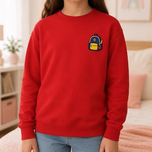 Rugzak voor jongeren, geborduurd sweatshirt, unisex, eerste schooldag outfit