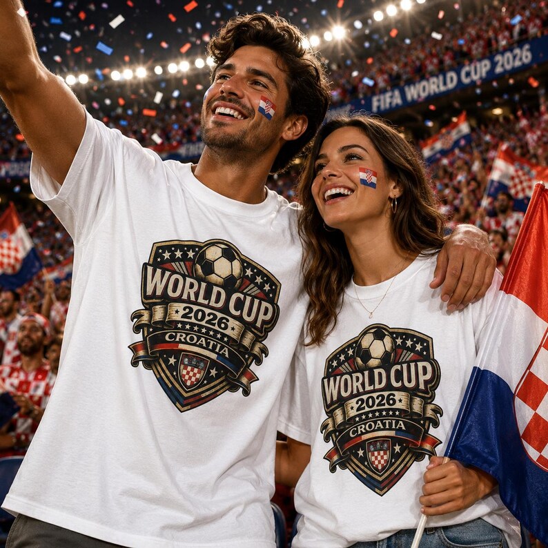 Croatia World Cup 2026 Soccer Fan T-Shirt, Vintage Crest Supporter Tee image 3