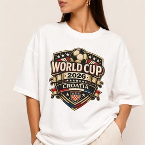 Croatia World Cup 2026 Soccer Fan T-Shirt, Vintage Crest Supporter Tee image 2