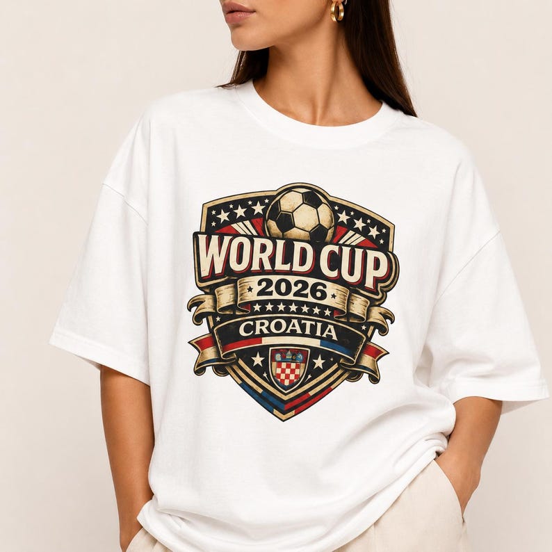 Croatia World Cup 2026 Soccer Fan T-Shirt, Vintage Crest Supporter Tee image 2