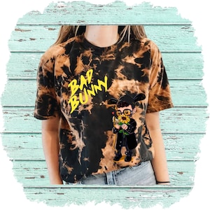Bad Bunny T-Shirt,Bad Bunny Bleached Tee, Bad Bunny Bleached Shirt,Bad Bunny Sunflower Shirt,Bleached T-Shirt,Bad Bunny Short Sleeve Shirt,
