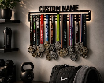 Personalized Medal Hanger – Custom Running Display Rack for Athletes – Gym Wall Decor