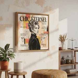 French Starlet Art Print | Vintage Magazine Cover, Coral Hues, Parisian Chic Wall Decor image 3
