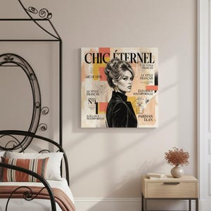 French Starlet Art Print | Vintage Magazine Cover, Coral Hues, Parisian Chic Wall Decor image 6
