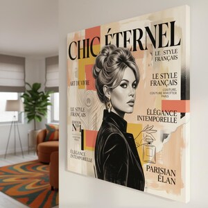 French Starlet Art Print | Vintage Magazine Cover, Coral Hues, Parisian Chic Wall Decor image 2