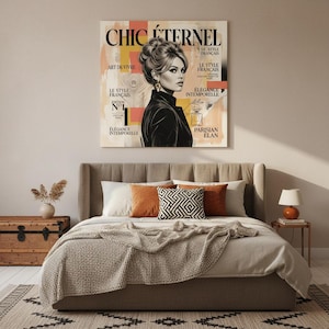 French Starlet Art Print | Vintage Magazine Cover, Coral Hues, Parisian Chic Wall Decor image 5