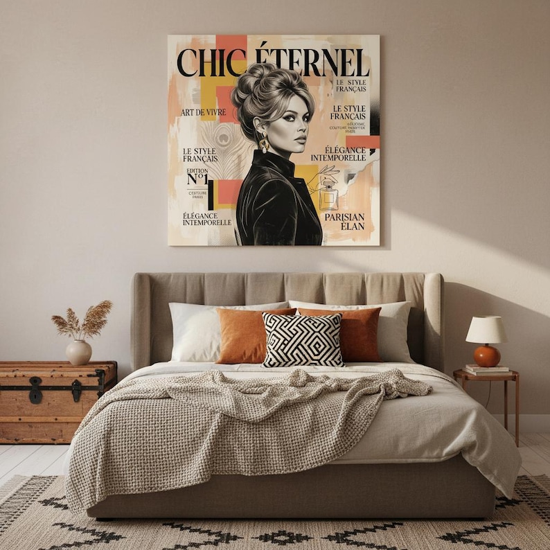 French Starlet Art Print | Vintage Magazine Cover, Coral Hues, Parisian Chic Wall Decor image 5