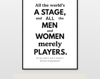 Shakespeare Quote Print | Minimalist Black and White Wall Art | Gift for Book Lover | Digital Download