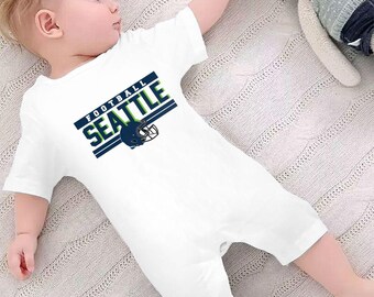 Spersonalizowany kombinezon niemowlęcy Seattle z imieniem i numerem, spersonalizowany sportowy strój dla dziecka, kombinezon z krótkim rękawem, prezent na chrzest