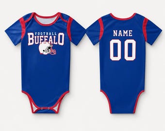 Spersonalizowany dziecięcy kombinezon piłkarski Buffalo, spersonalizowany strój na koszulkę z imieniem i numerem, prezent na baby shower w dniu meczu dla fanów sportu